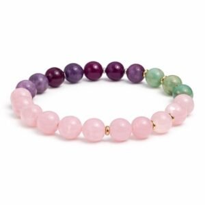 Beauty Queen Bracelet made with Rose Quartz Amethyst Chrysoprase for inner beauty and emotional balance