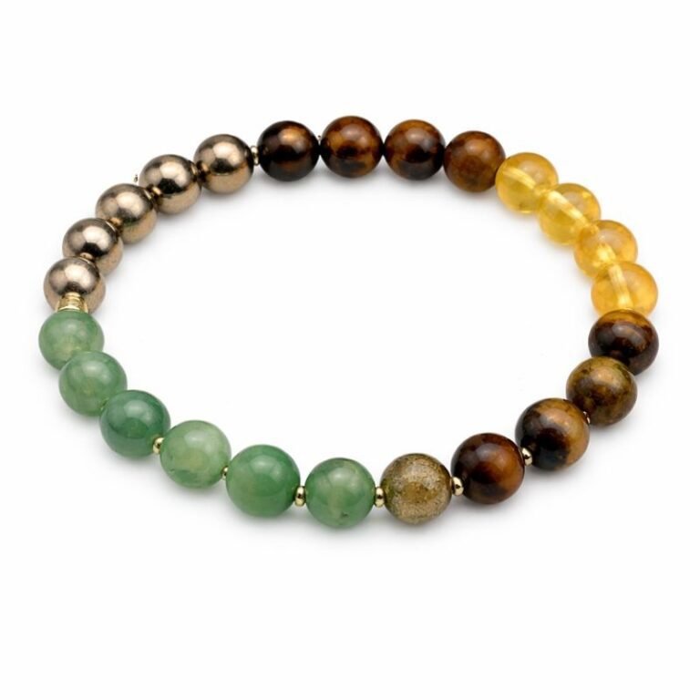 Luck and Prosperity Bracelet made with Citrine Tiger Eye Pyrite and Green Aventurine for success