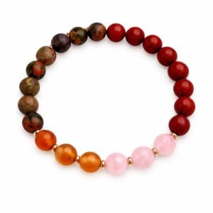 Mother Care Bracelet made with Unakite Carnelian Rose Quartz and Red Jasper for fertility support