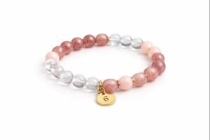 Numerology Bracelet for Missing Number 6 made with Clear Quartz Pink Opal and Strawberry Quartz crystals