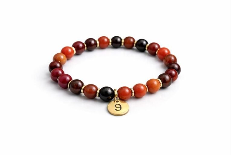 Numerology Bracelet for Missing Number 9 made with Red Jasper Red Carnelian and Mahogany Obsidian crystals