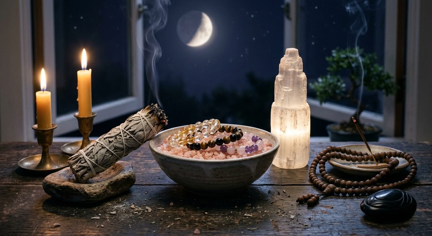 How to cleanse and recharge crystal bracelets at home using moonlight and spiritual cleansing methods