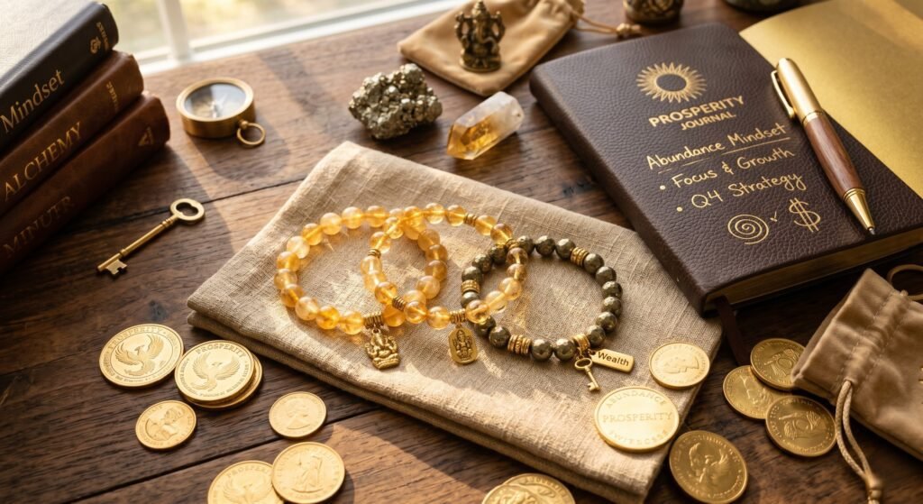Citrine vs Pyrite crystal bracelets for money attraction and wealth energy